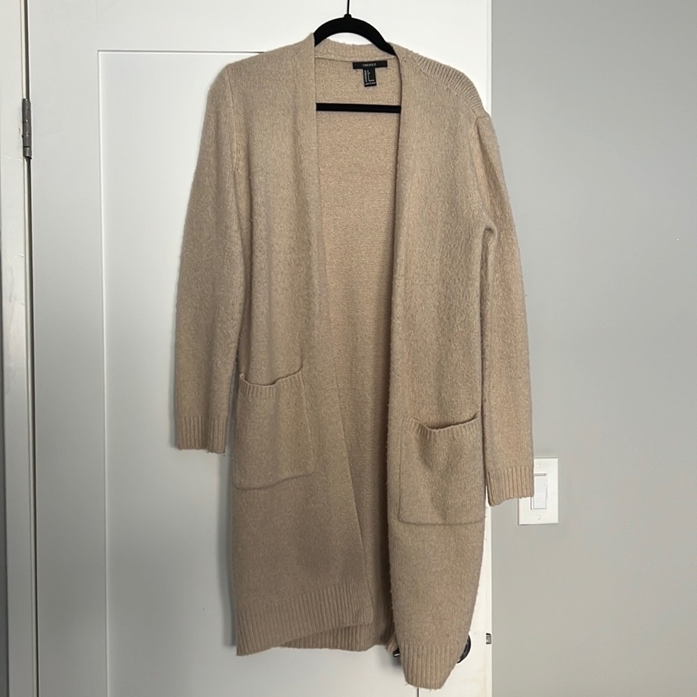 Beige Long Cardigan (Small) - Forever 21